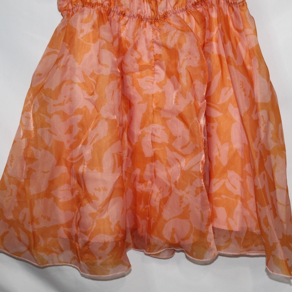 Arula women's dress size XL Sonya orange organza floral mini puff sleeve summer - Picture 12 of 12